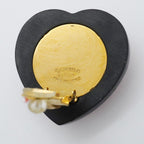 Chanel Earrings Vintage CC Logo Gold Plated Plastic Rhinestone Black — view 4
