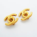 Chanel Earrings Vintage CC Logo Turnlock Gold Plated — view 2