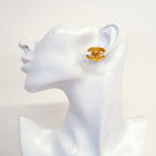 Chanel Earrings Vintage CC Logo Turnlock Gold Plated — view 5