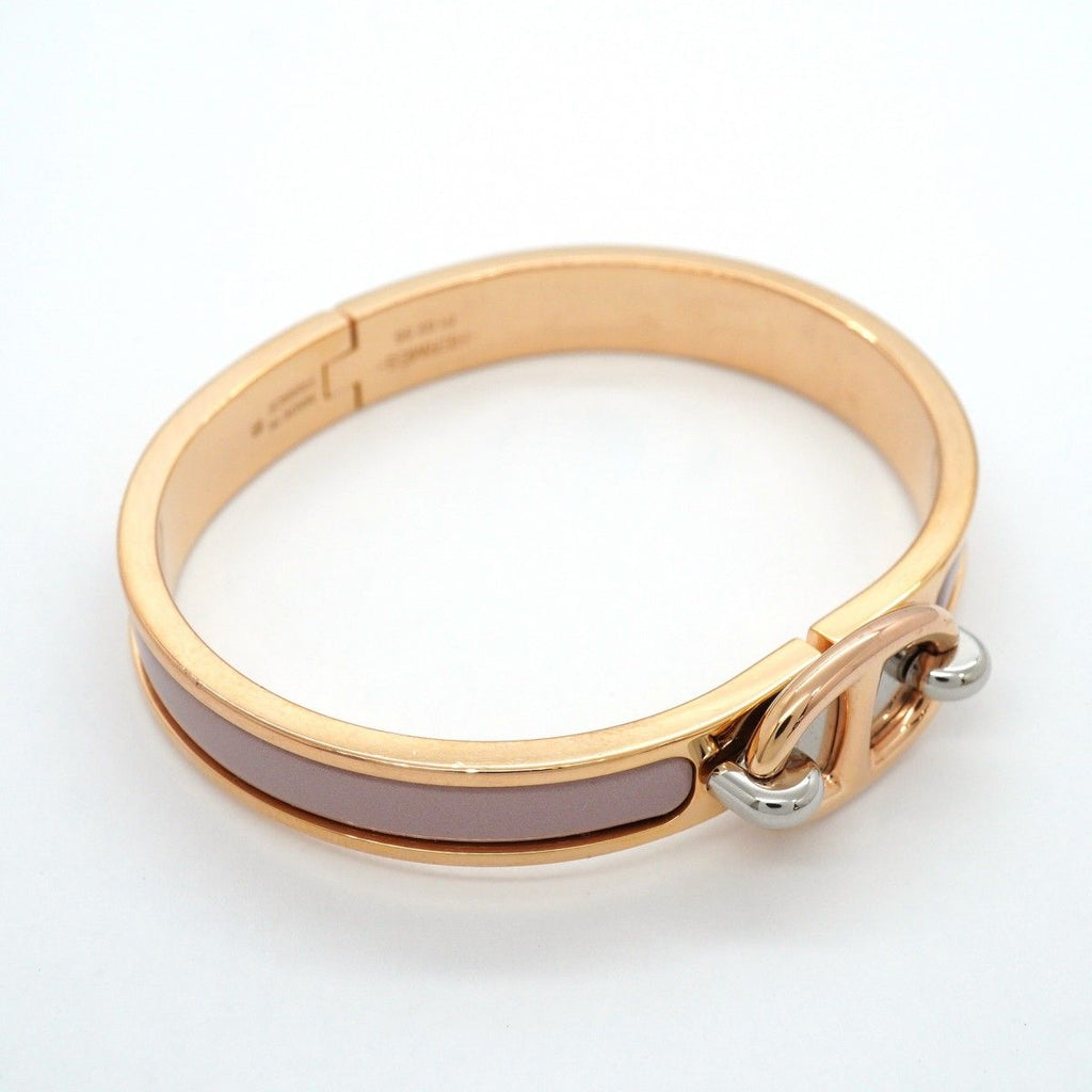Hermes Bangle Chaine D'ancre Mini Click Gold Plated Pink Bracelet — view 2