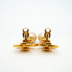 Chanel Earrings Vintage CC Logo Turnlock Gold Plated Faux Pearl — view 7