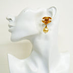 Chanel Earrings Vintage CC Logo Turnlock Gold Plated Faux Pearl — view 5