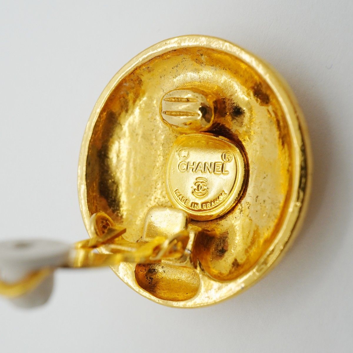 Chanel Earrings Vintage Logo Mademoiselle Round — view 4