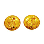 Chanel Earrings Vintage Logo Mademoiselle Round