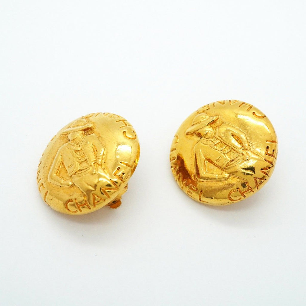 Chanel Earrings Vintage Logo Mademoiselle Round — view 2