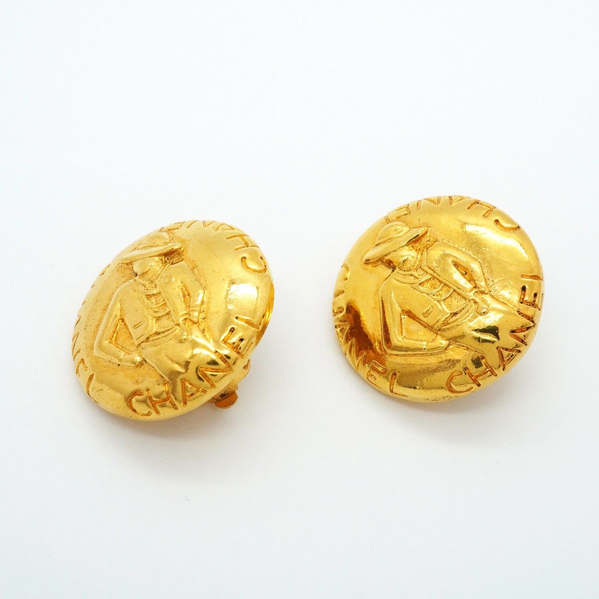 Chanel Earrings Vintage Logo Mademoiselle Round — view 2