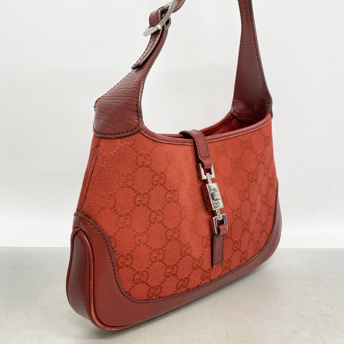 Gucci Handbag GG Canvas Jackie Red Silver — view 2