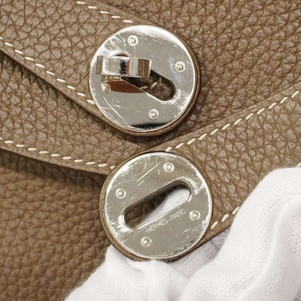 Hermes Handbag Lindy 30 Taurillon Clemence Etoupe Silver 2-Way — view 6