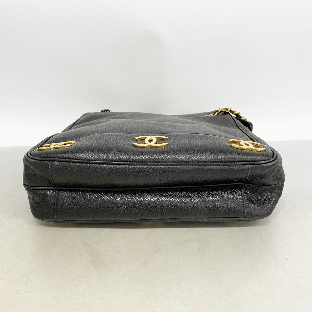 Chanel Shoulder Bag Triple Coco Caviar Leather Black Gold — view 3