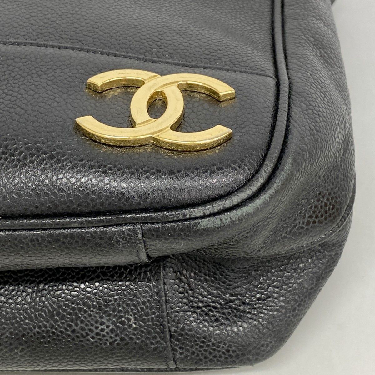 Chanel Shoulder Bag Triple Coco Caviar Leather Black Gold — view 6