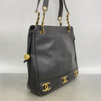 Chanel Shoulder Bag Triple Coco Caviar Leather Black Gold — view 2