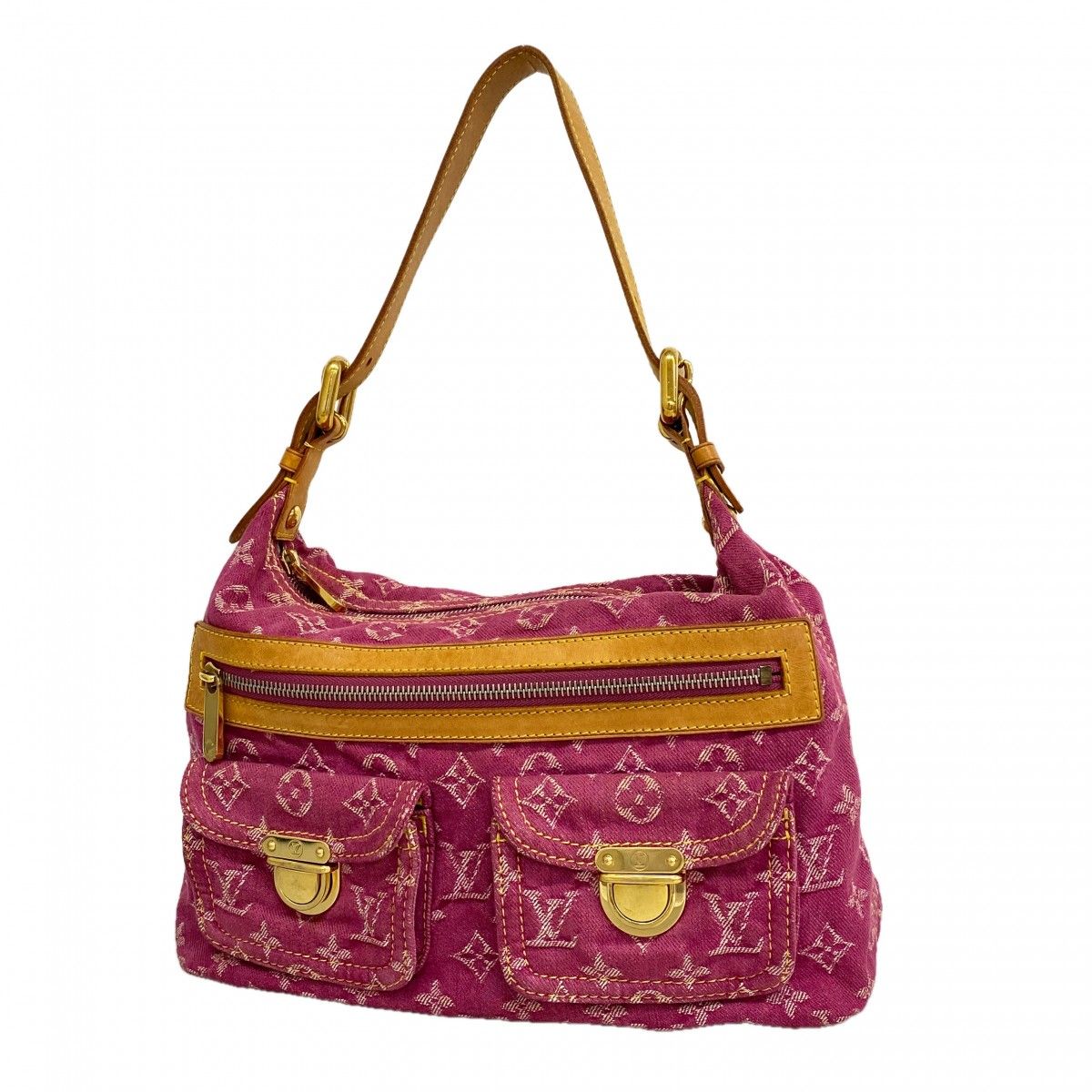 Louis Vuitton Shoulder Bag Monogram Denim PM Fuchsia