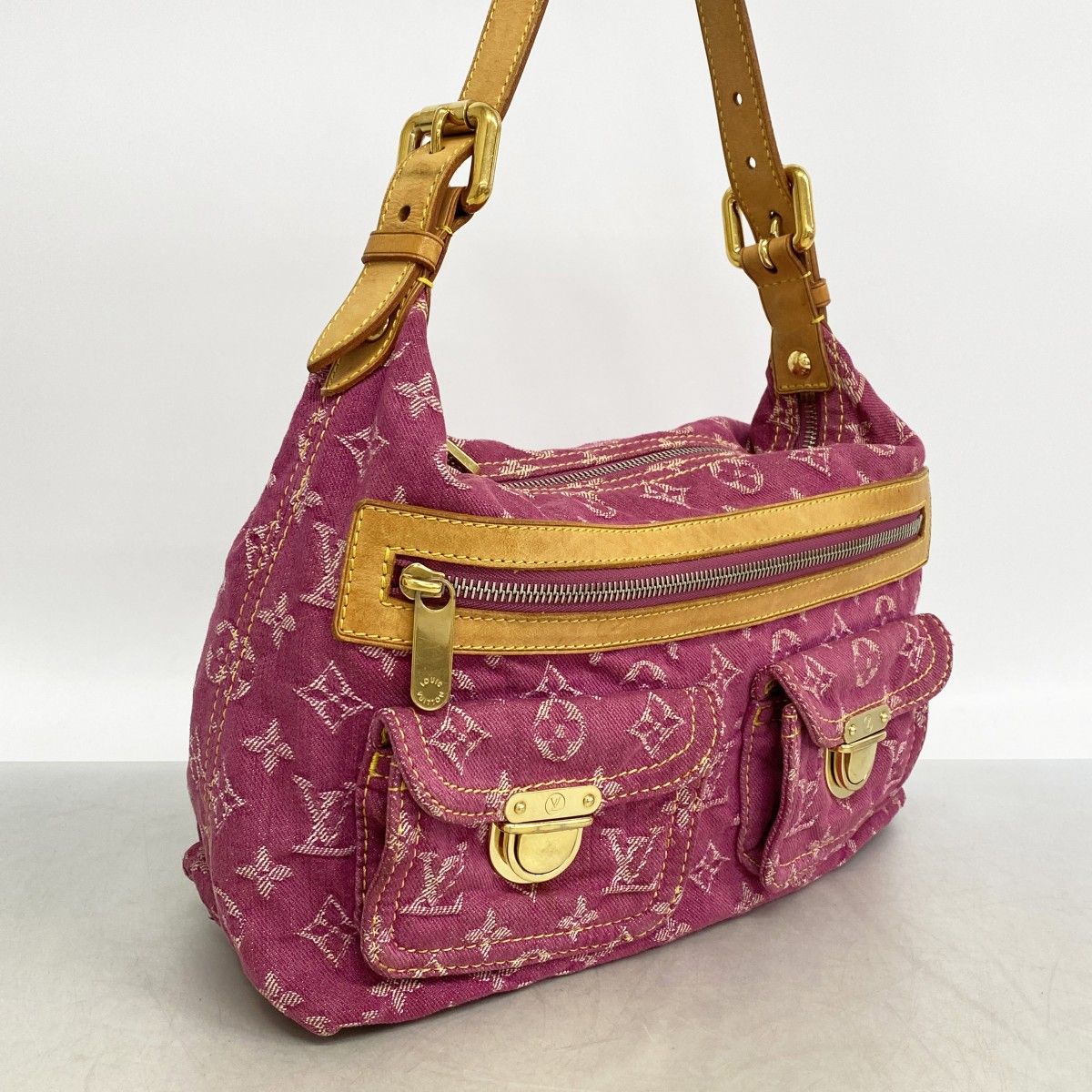 Louis Vuitton Shoulder Bag Monogram Denim PM Fuchsia — view 2