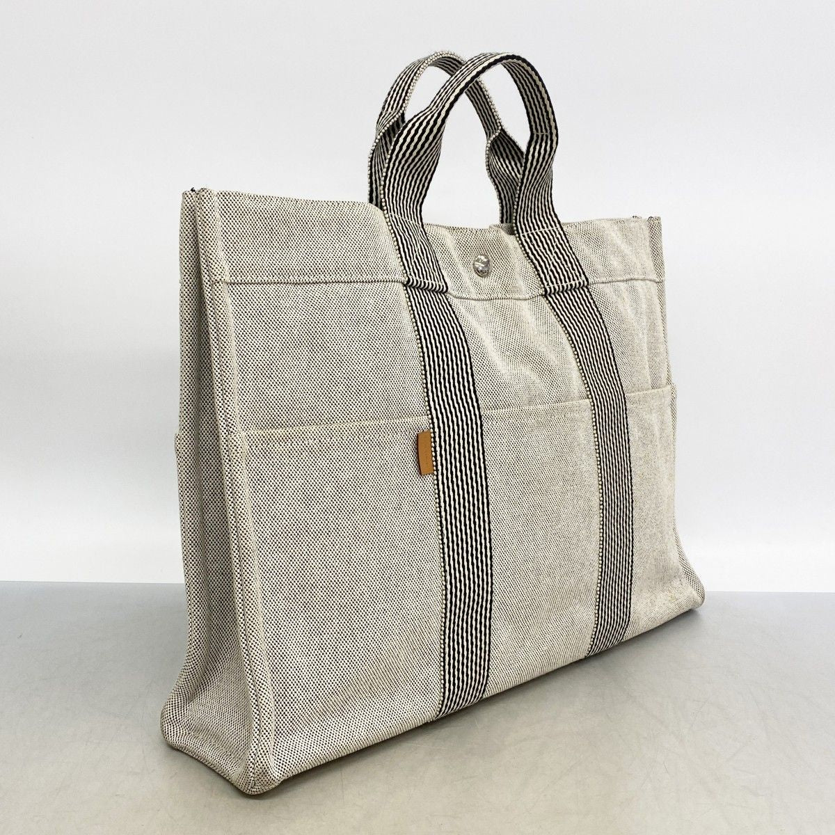Hermes Tote New Fourre Tout Toile Ash Black Silver — view 2