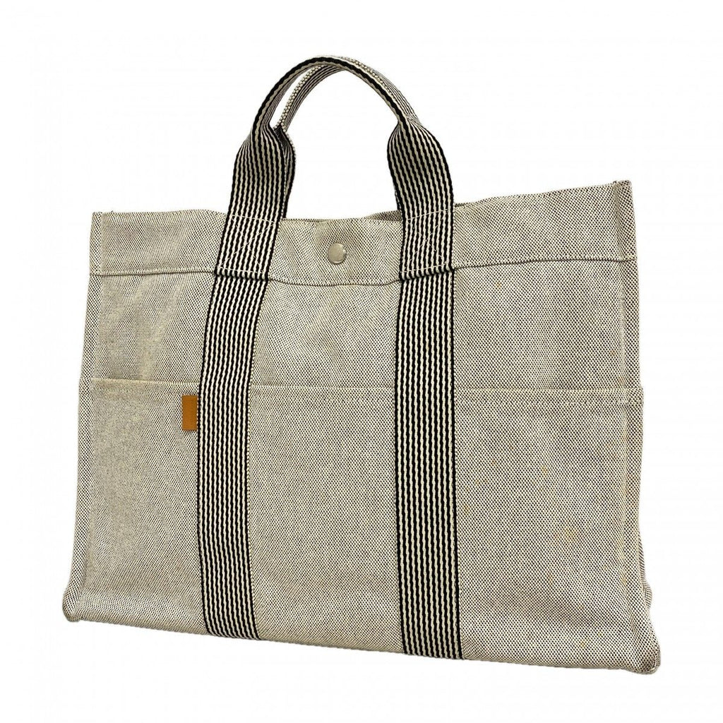 Hermes Tote New Fourre Tout Toile Ash Black Silver