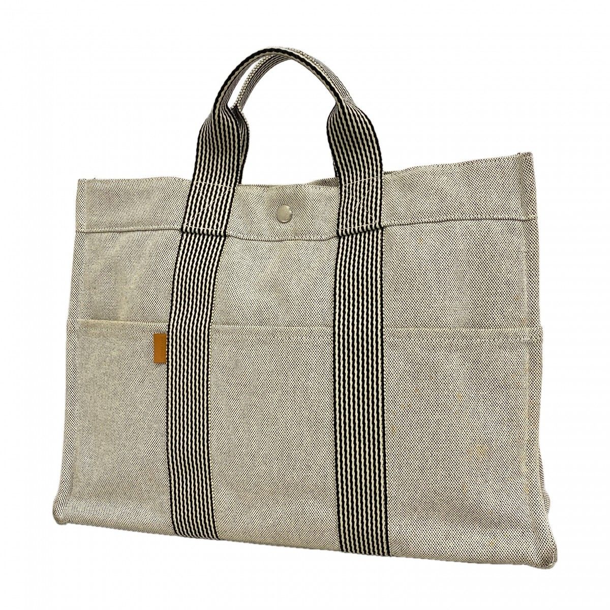 Hermes Tote New Fourre Tout Toile Ash Black Silver