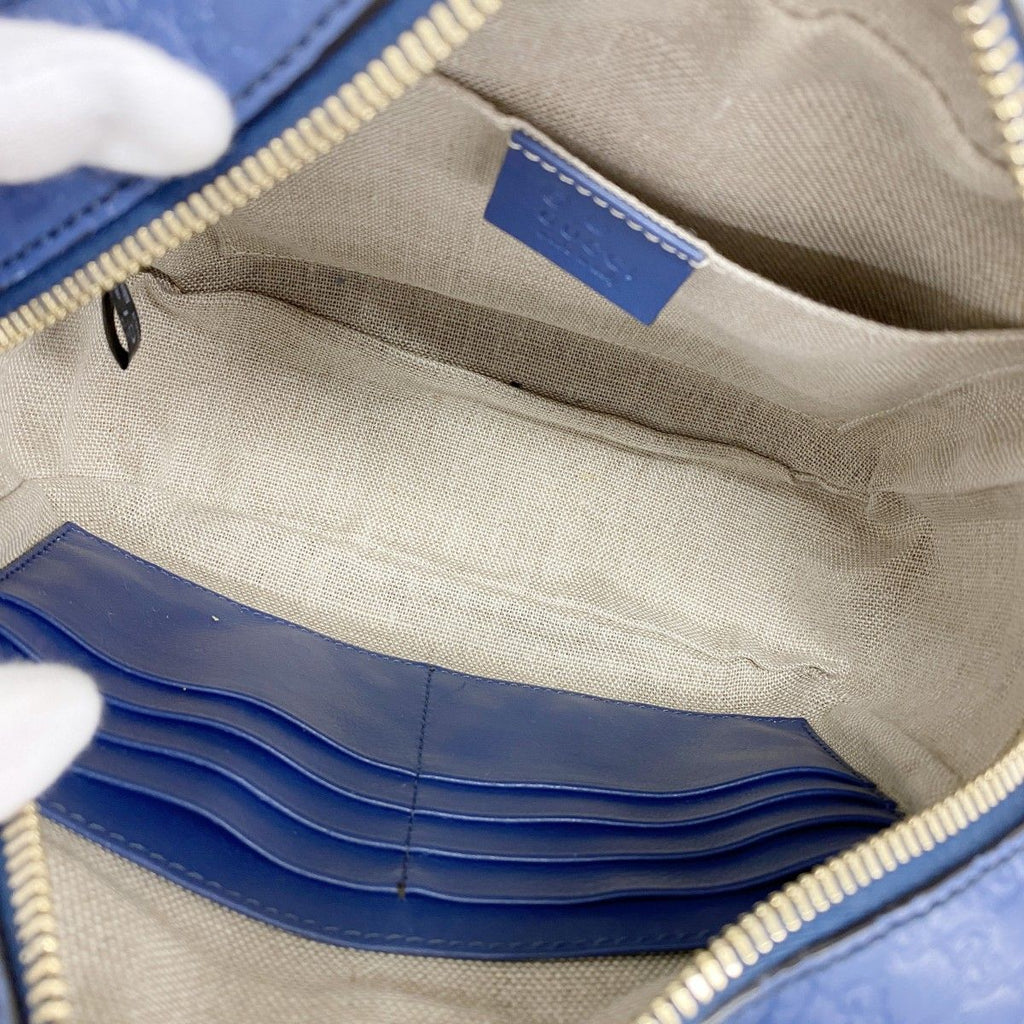 Gucci Shoulder Bag Guccissima Leather Blue Champagne Gold — view 4