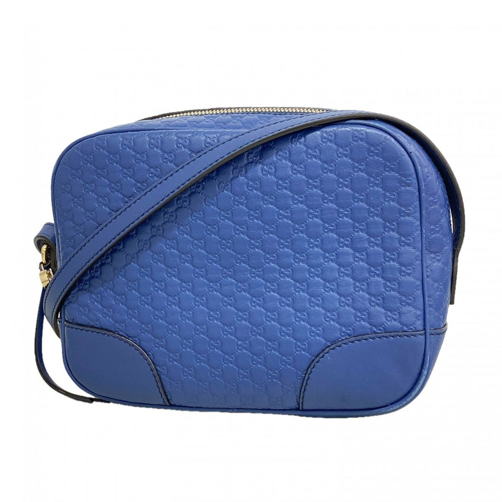 Gucci Shoulder Bag Guccissima Leather Blue Champagne Gold