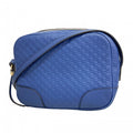 Gucci Shoulder Bag Guccissima Leather Blue Champagne Gold