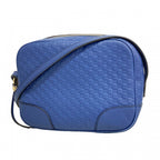 Gucci Shoulder Bag Guccissima Leather Blue Champagne Gold
