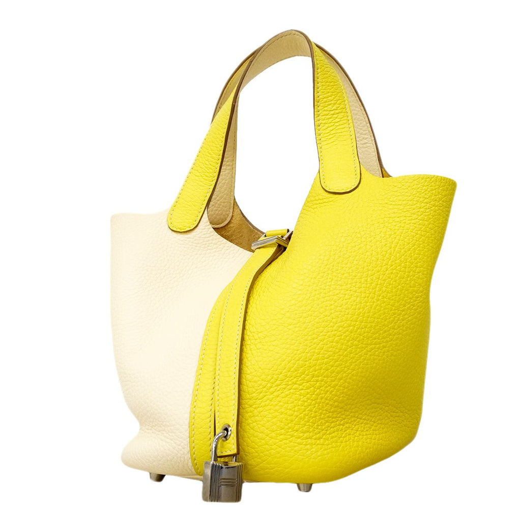 Hermes Handbag Picotin Lock PM Kazak Taurillon Clemence Nata Lime Silver