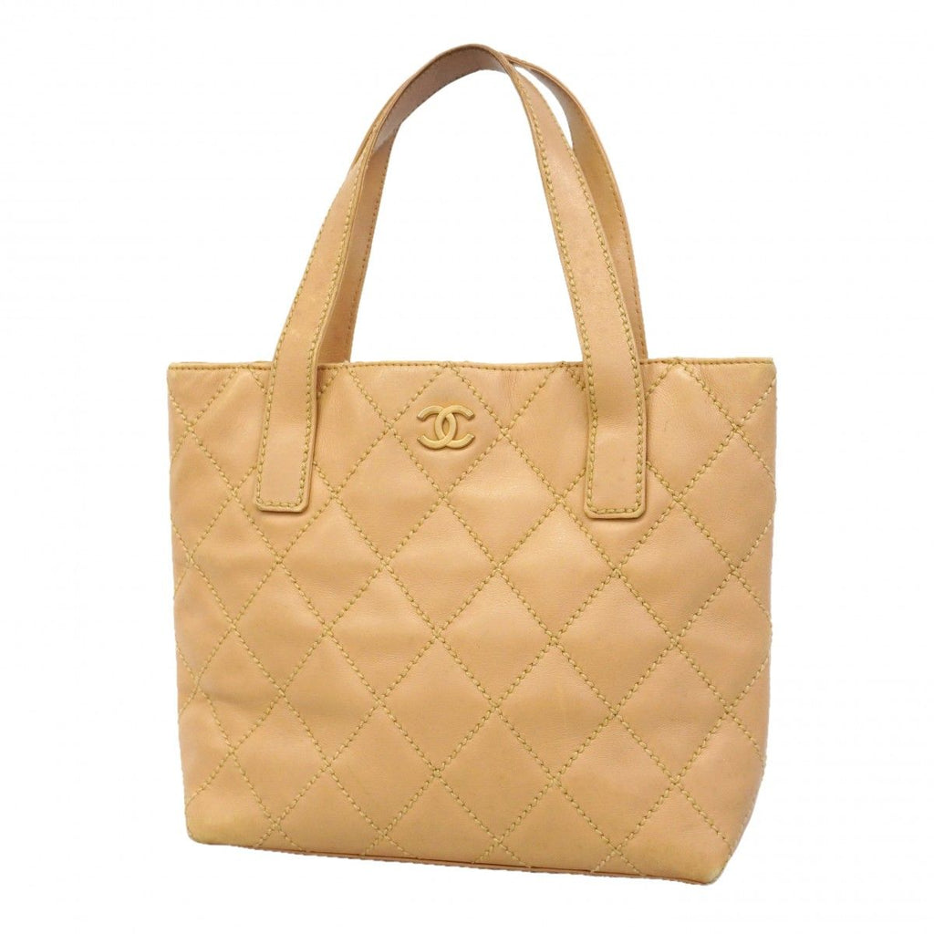 Chanel Tote Wild Stitch Lambskin Beige Gold