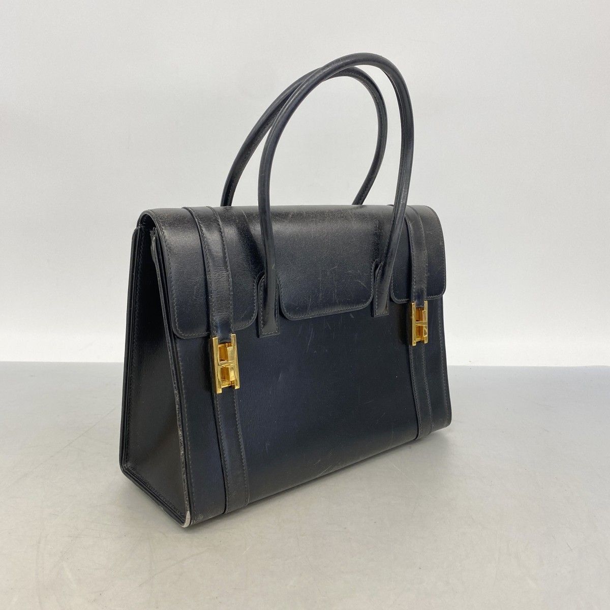 Hermes Handbag Drag 27 Box Calf Black Gold — view 2