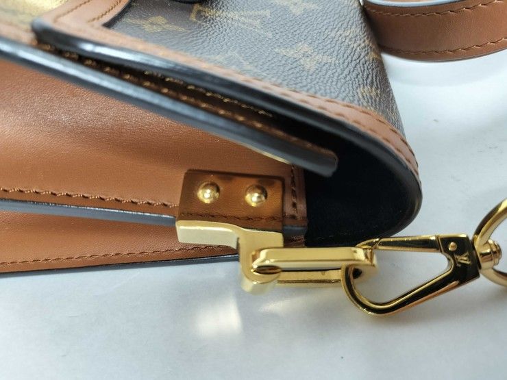 Louis Vuitton Shoulder Bag Monogram Reverse Dauphine Mini Brown Leather Gold — view 5