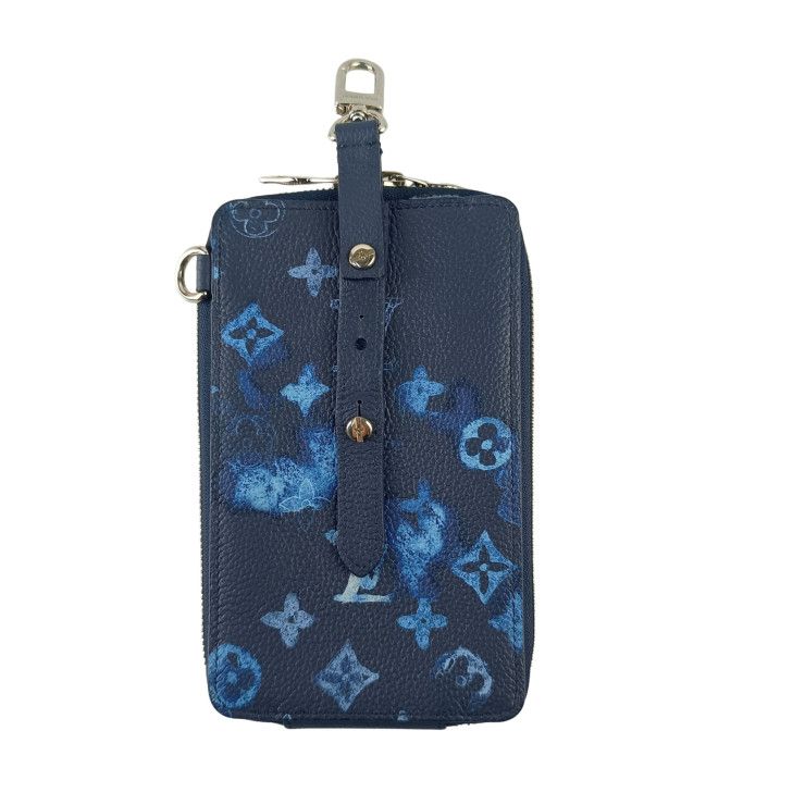 Louis Vuitton Pouch Phone Blue Monogram Water Canvas Case Silver — view 3