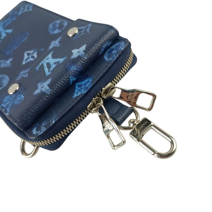 Louis Vuitton Pouch Phone Blue Monogram Water Canvas Case Silver — view 4