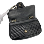Chanel Shoulder Bag Black Gold Chez Blanc CC Logo Stitch Double Chain Turnlock — view 6