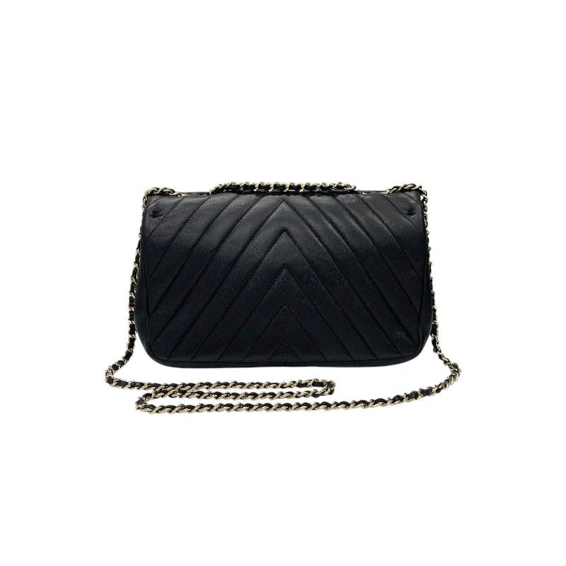 Chanel Shoulder Bag Black Gold Chez Blanc CC Logo Stitch Double Chain Turnlock — view 3