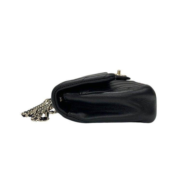 Chanel Shoulder Bag Black Gold Chez Blanc CC Logo Stitch Double Chain Turnlock — view 2