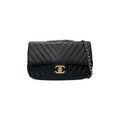 Chanel Shoulder Bag Black Gold Chez Blanc CC Logo Stitch Double Chain Turnlock