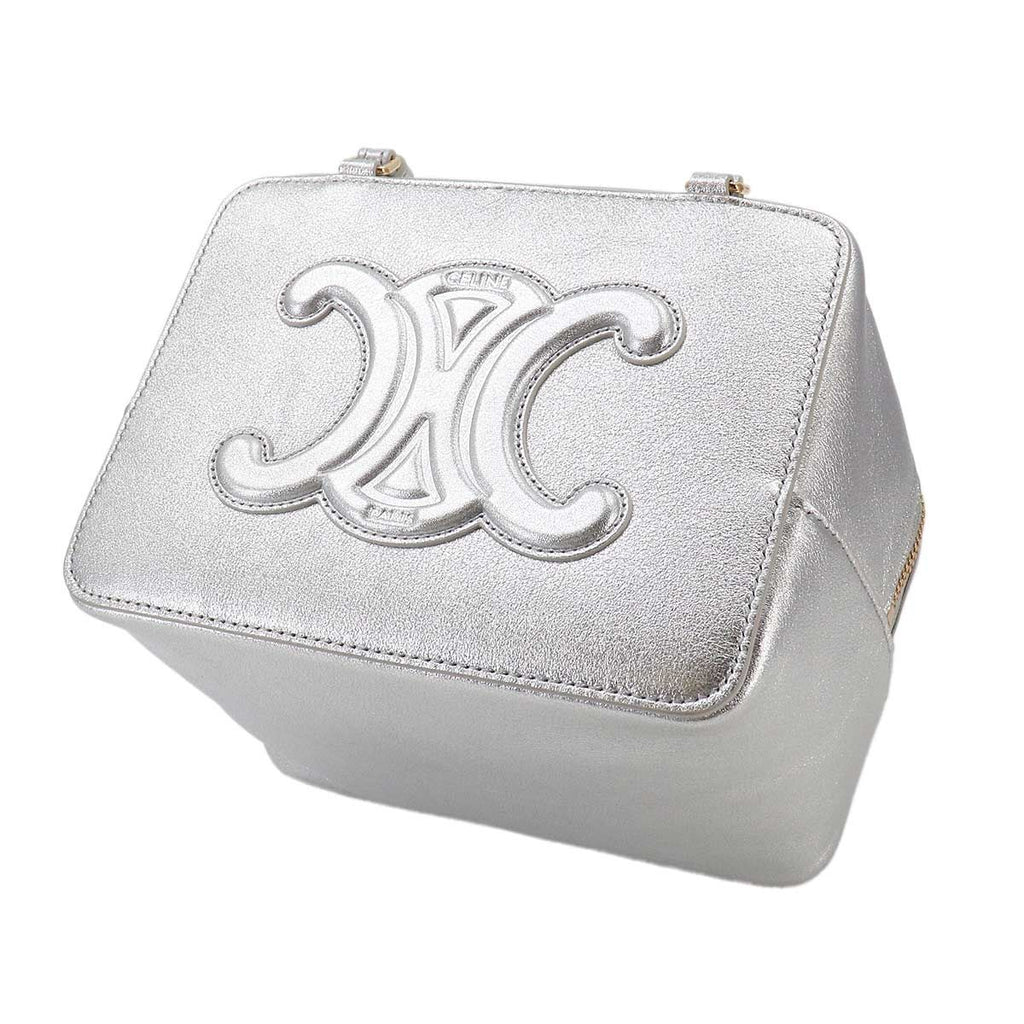 Celine Triomphe 2-Way Bag Leather Metallicsilver Gold — view 7