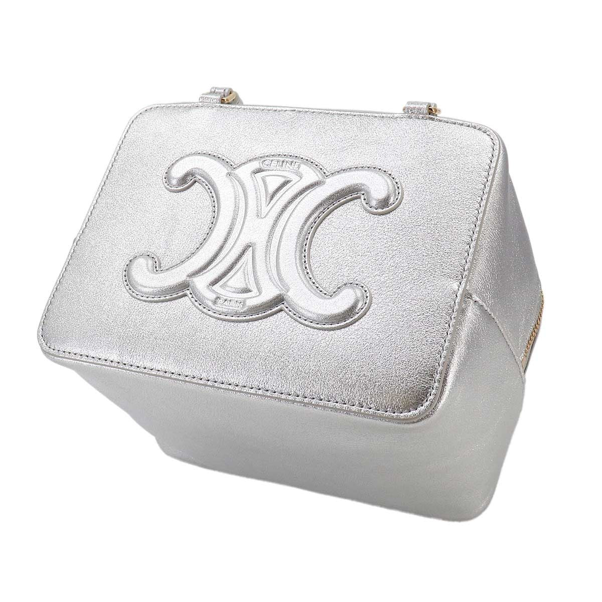 Celine Triomphe 2-Way Bag Leather Metallicsilver Gold — view 7