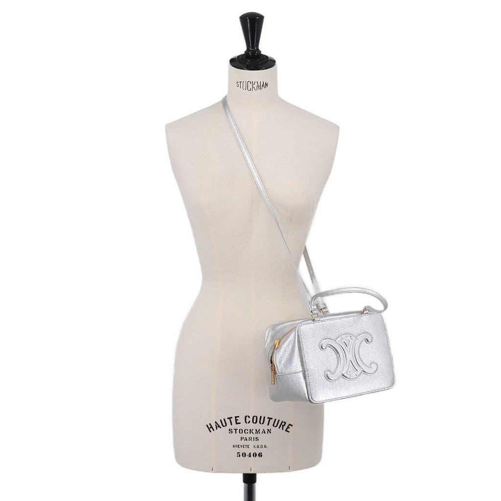 Celine Triomphe 2-Way Bag Leather Metallicsilver Gold — view 8