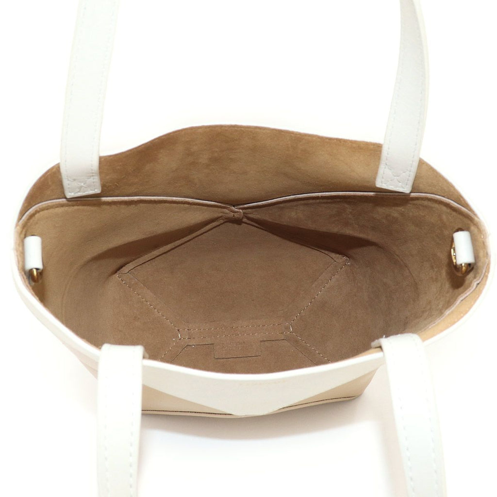 Loewe Puzzle Fo Tote Mini 2-Way Shoulder Bag Leather Beige White Fold — view 7