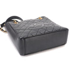 Chanel Quilted Petite Shopping Tote PST Chain Caviar Leather Black Gold — view 5