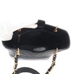 Chanel Quilted Petite Shopping Tote PST Chain Caviar Leather Black Gold — view 7