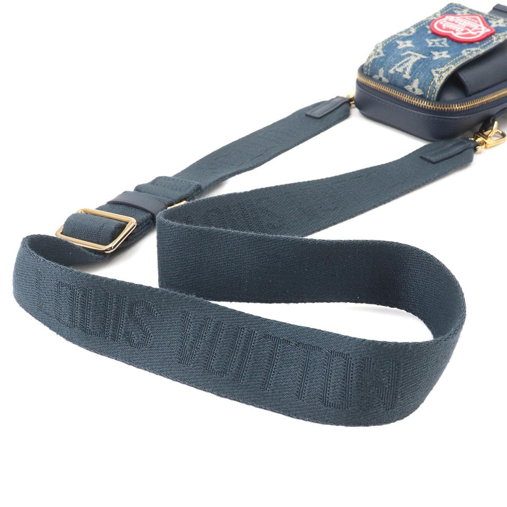 Louis Vuitton LV Square Double Fo Pouch Shoulder Bag Monogram Denim Leather — view 5