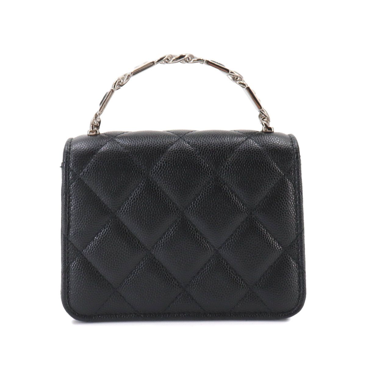 Chanel Minimini Quilted Chain Clutch 2-Way Shoulder Bag Caviar Leather Black — view 3