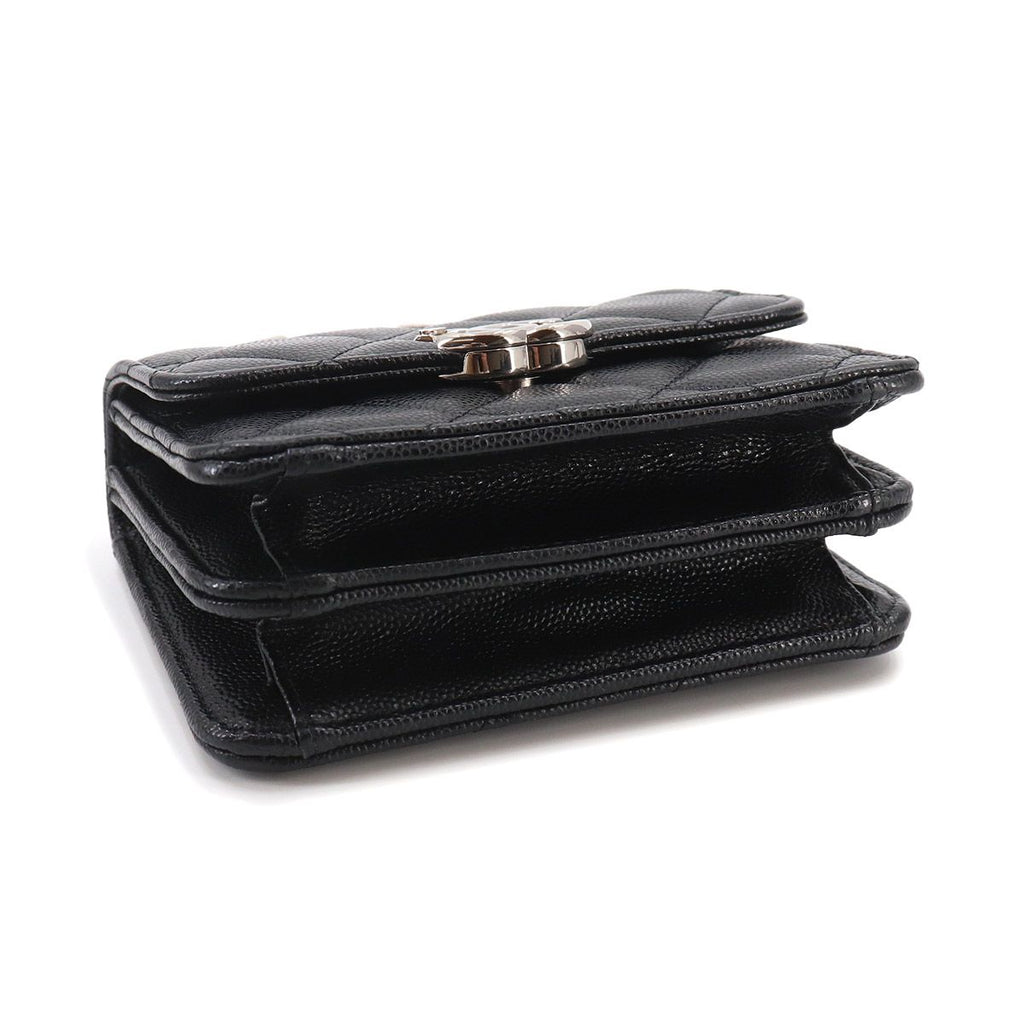 Chanel Minimini Quilted Chain Clutch 2-Way Shoulder Bag Caviar Leather Black — view 5