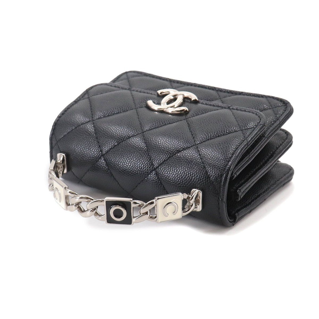 Chanel Minimini Quilted Chain Clutch 2-Way Shoulder Bag Caviar Leather Black — view 6