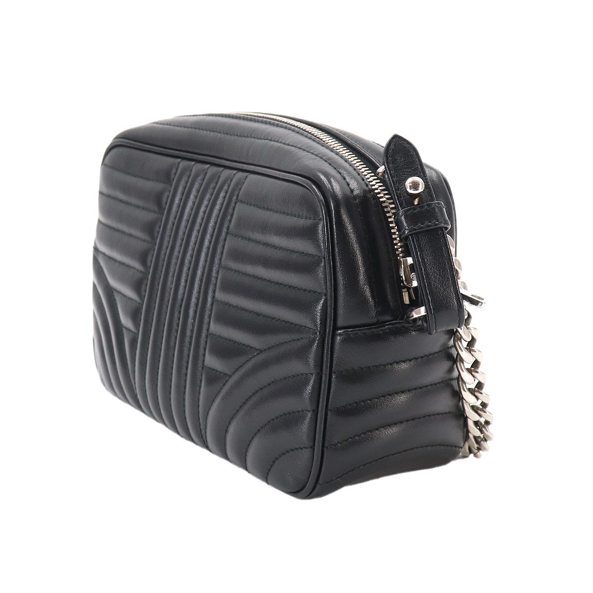 Prada Chain Shoulder Bag Leather Nero Black Silver — view 3