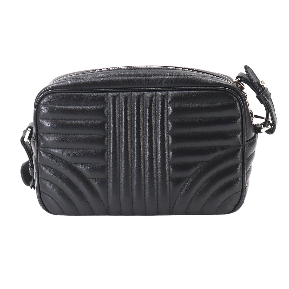 Prada Chain Shoulder Bag Leather Nero Black Silver — view 2