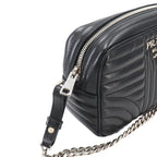 Prada Chain Shoulder Bag Leather Nero Black Silver — view 8