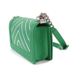 Chanel Boy Chain Shoulder Bag Lambskin Green Silver — view 3