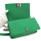 Chanel Boy Chain Shoulder Bag Lambskin Green Silver — view 8