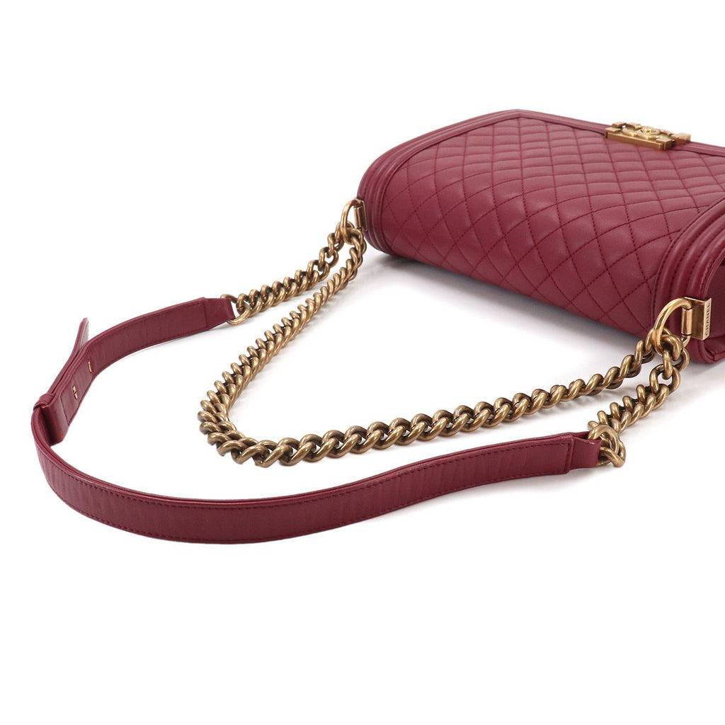 Chanel Boy Chain Shoulder Bag Lambskin Bordeaux Gold — view 6